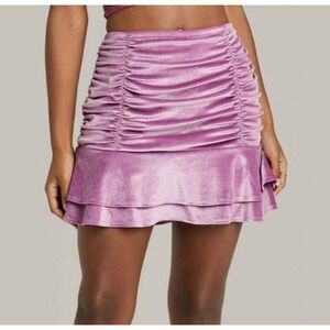 Wild Fable Womens Plus XXL Velvet Ruched Mini Skirt Purple Lavender Plum Stretch